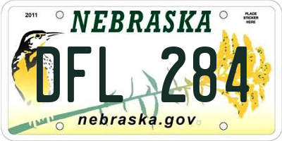NE license plate DFL284