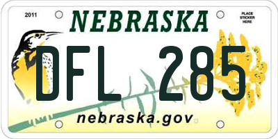 NE license plate DFL285