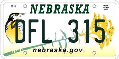 NE license plate DFL315