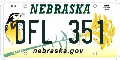 NE license plate DFL351