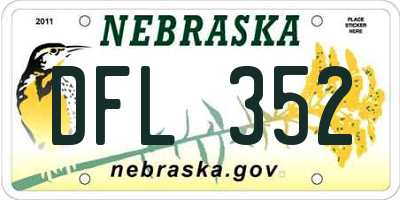 NE license plate DFL352
