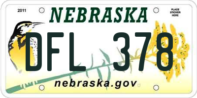 NE license plate DFL378