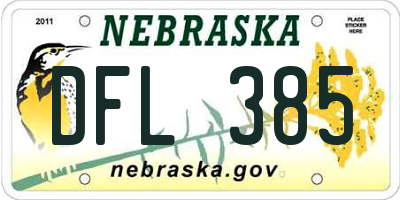 NE license plate DFL385