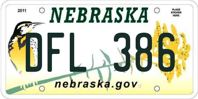 NE license plate DFL386