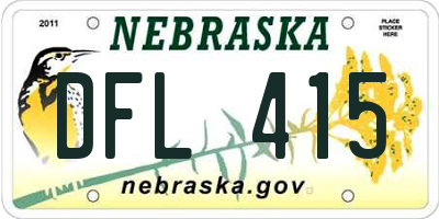 NE license plate DFL415