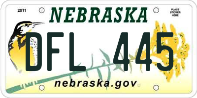 NE license plate DFL445