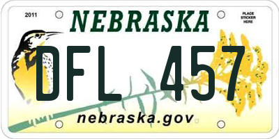 NE license plate DFL457