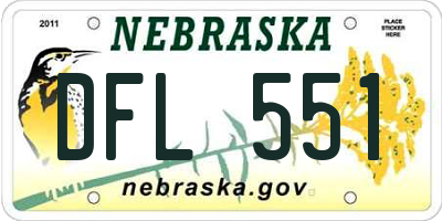 NE license plate DFL551