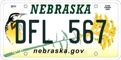 NE license plate DFL567