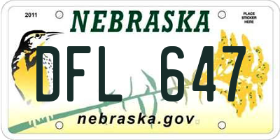 NE license plate DFL647