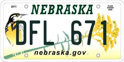 NE license plate DFL671