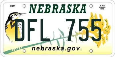 NE license plate DFL755
