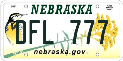 NE license plate DFL777