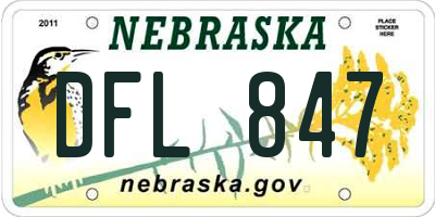NE license plate DFL847