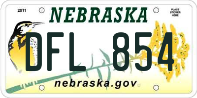 NE license plate DFL854