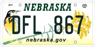 NE license plate DFL867