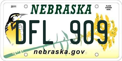 NE license plate DFL909