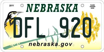NE license plate DFL920