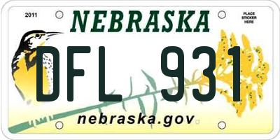 NE license plate DFL931
