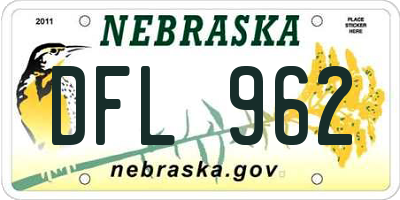NE license plate DFL962