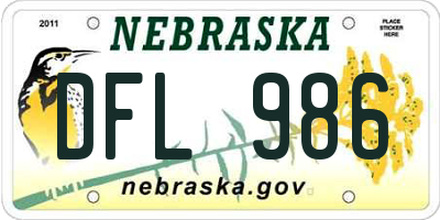 NE license plate DFL986