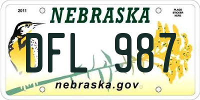 NE license plate DFL987