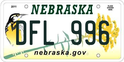 NE license plate DFL996