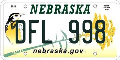 NE license plate DFL998