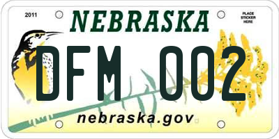 NE license plate DFM002