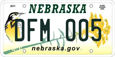 NE license plate DFM005