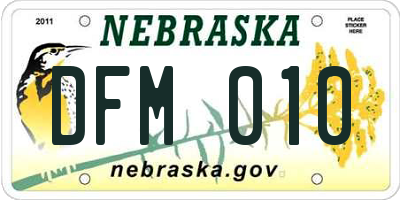 NE license plate DFM010