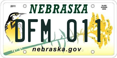 NE license plate DFM011