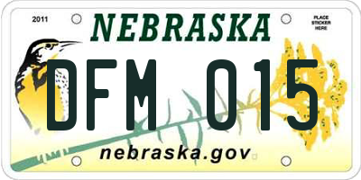 NE license plate DFM015