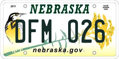 NE license plate DFM026