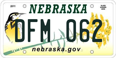 NE license plate DFM062