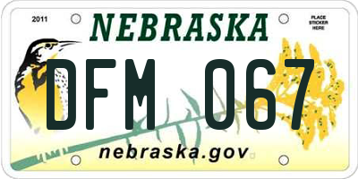NE license plate DFM067