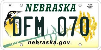 NE license plate DFM070