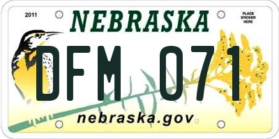 NE license plate DFM071