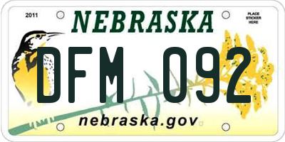 NE license plate DFM092