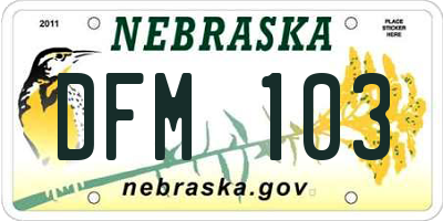 NE license plate DFM103