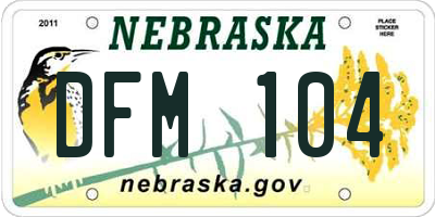 NE license plate DFM104