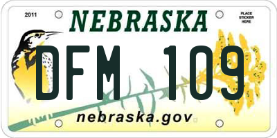 NE license plate DFM109
