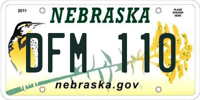 NE license plate DFM110