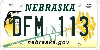 NE license plate DFM113