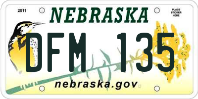 NE license plate DFM135
