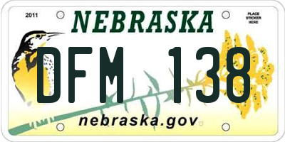 NE license plate DFM138