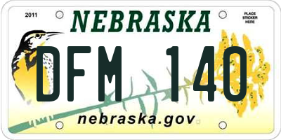 NE license plate DFM140