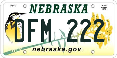 NE license plate DFM222
