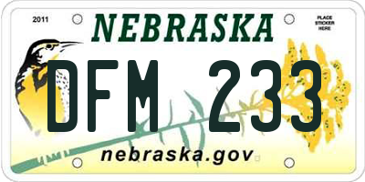 NE license plate DFM233