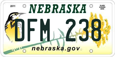 NE license plate DFM238